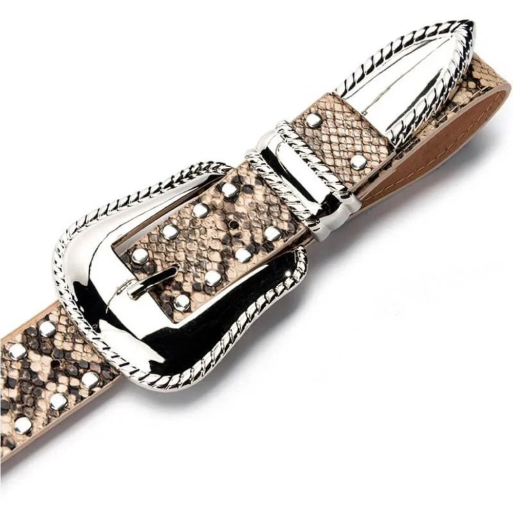 The Callie Duplicity: Snakeskin Print Western Belt